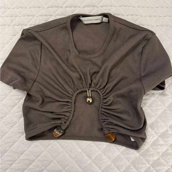 Christopher Esber Quartz Ruched Cropped T-Shirt - Picture 3 of 4